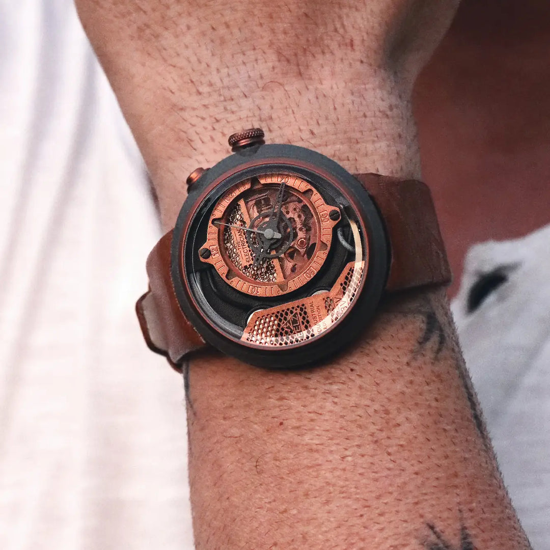 Copper skeleton watch on sale