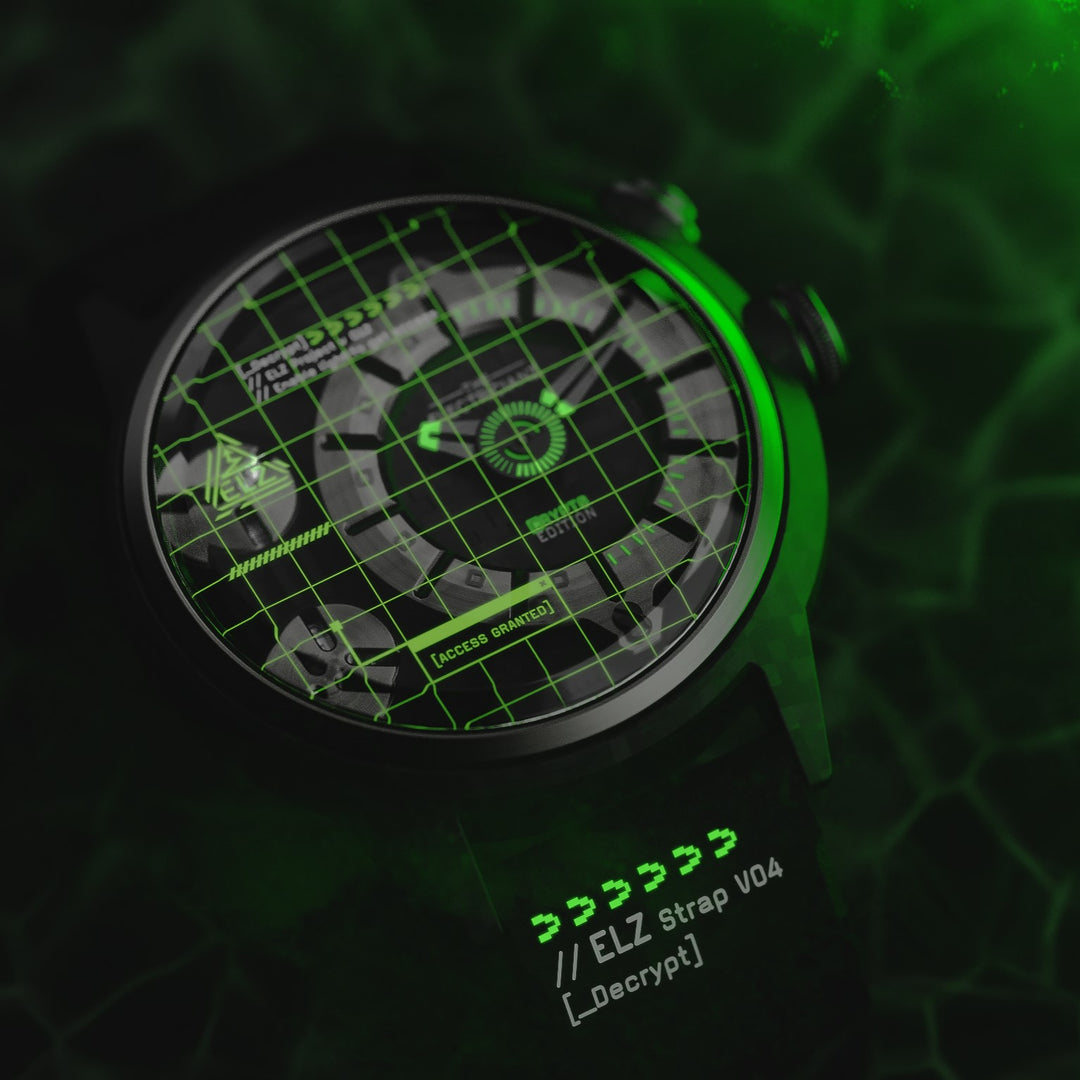 22mm black rubber strap - Green Printing