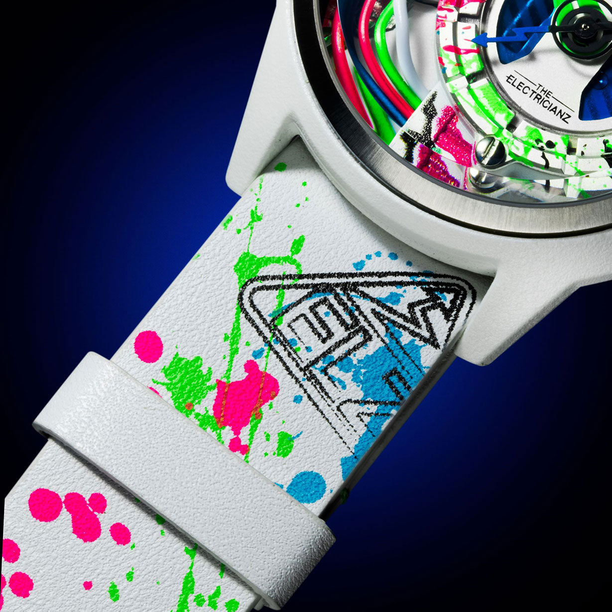 White Leather strap for Neon Z White edition | Silver buckle