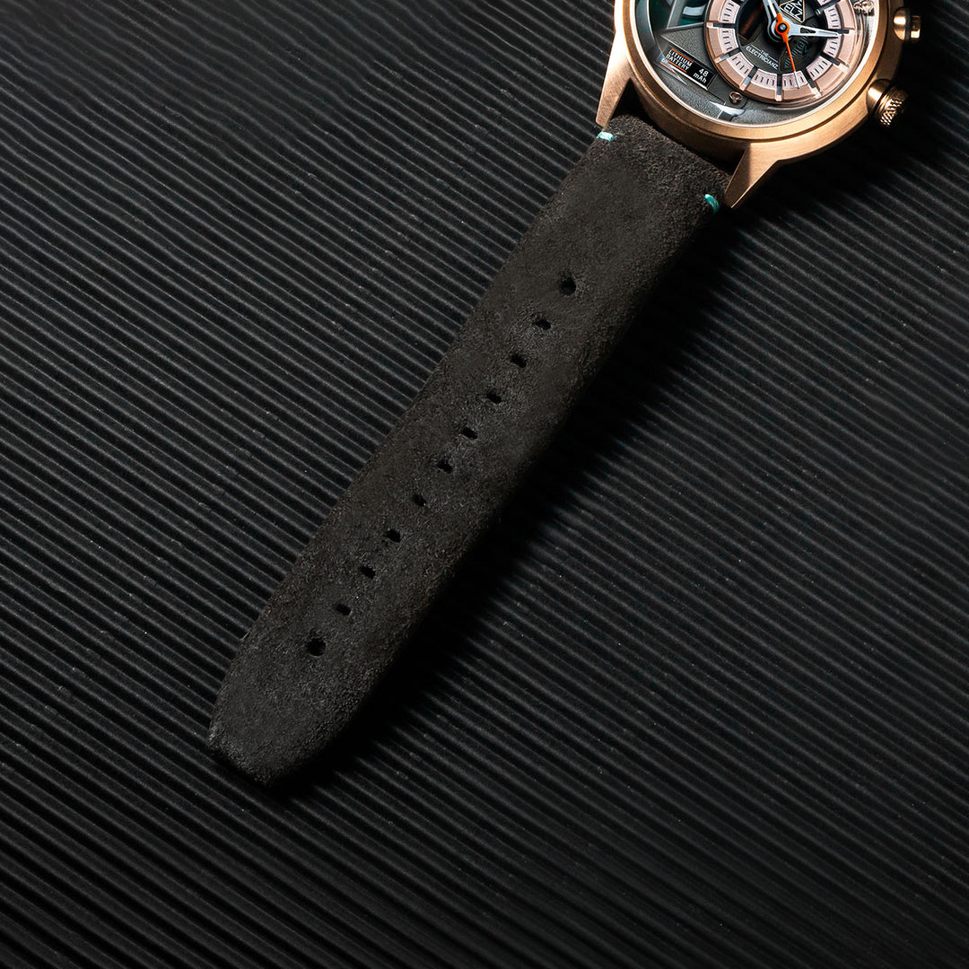 Grey Suede (Leather) Strap // Rose gold buckle