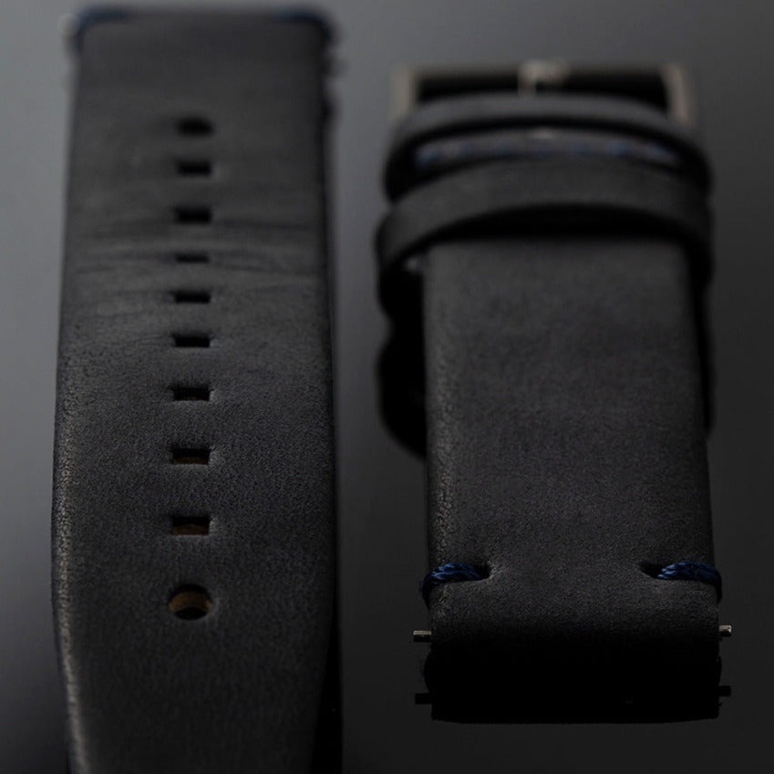 Black Calfskin (Leather) Strap // Silver buckle